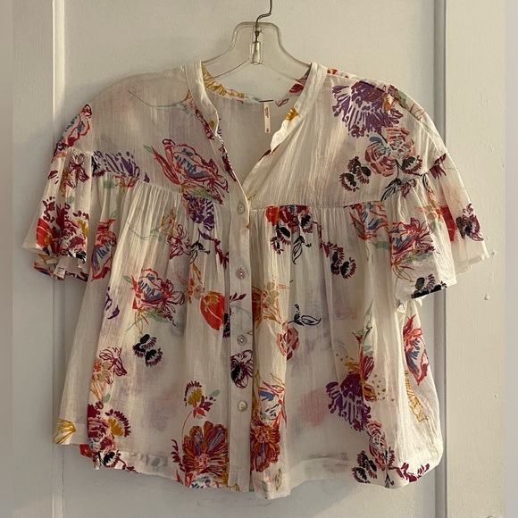 Free People Sweet Escape Floral Button Down Blouse  S/P - Picture 1 of 7